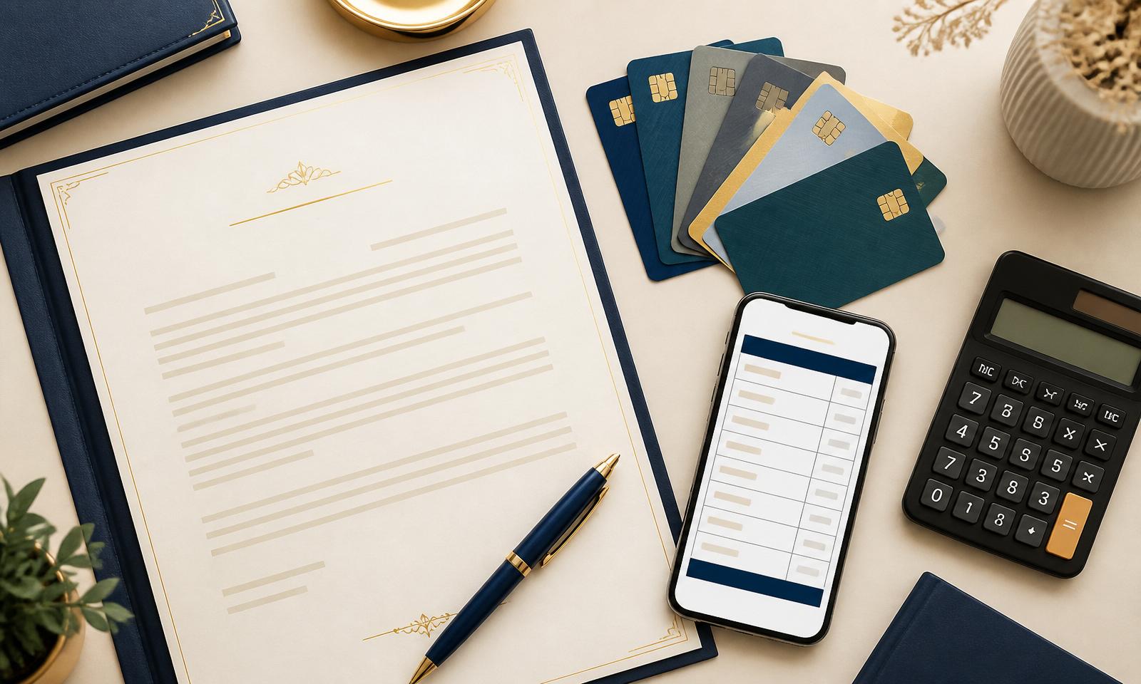 Personal loan documents and a calculator used to compare borrowing costs